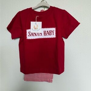 Santa Baby Red Kids Smock Set